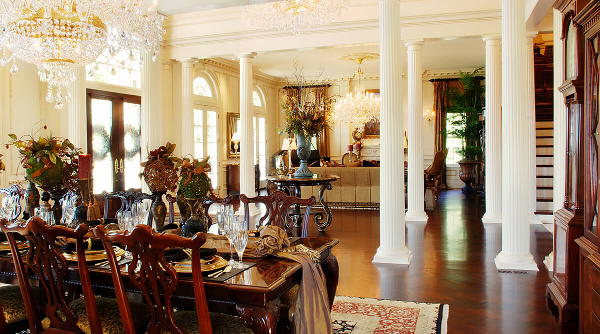 Dining Room in Antebellum Plantation Home in Higginsville, Missouri Designed by NSPJ Architects
