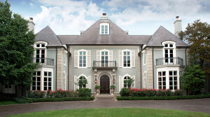 Exterior front of French Manor Home Designed by NSPJ Architects