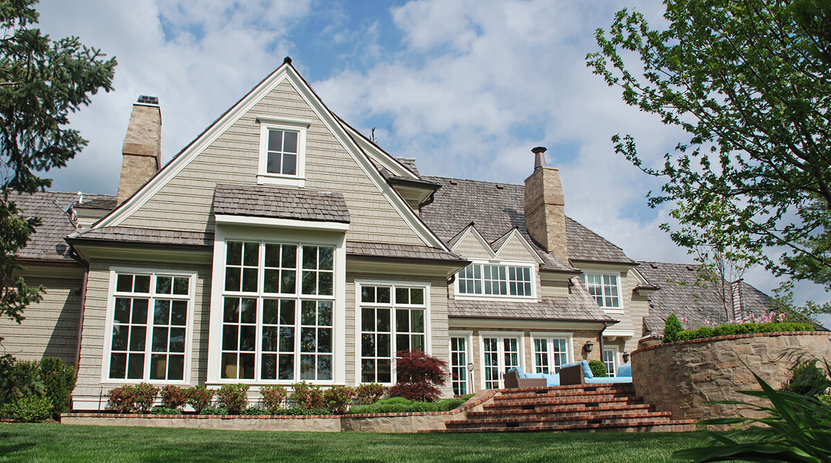 Rear Exterior of Shingle Style Home in Lawrence, Kansas, Designed by NSPJ Architects