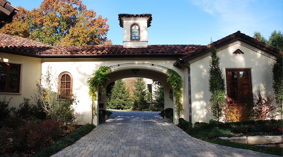 Driveway of Spanish Colonial Revival Home Designed by NSPJ Architects