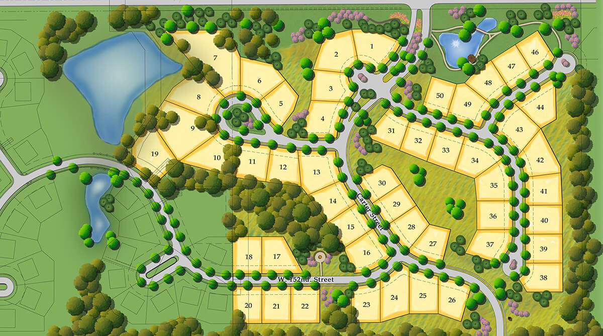 Site Plan for Colton Lakes in Overland Park, Kansas Designed by NSPJ Architects