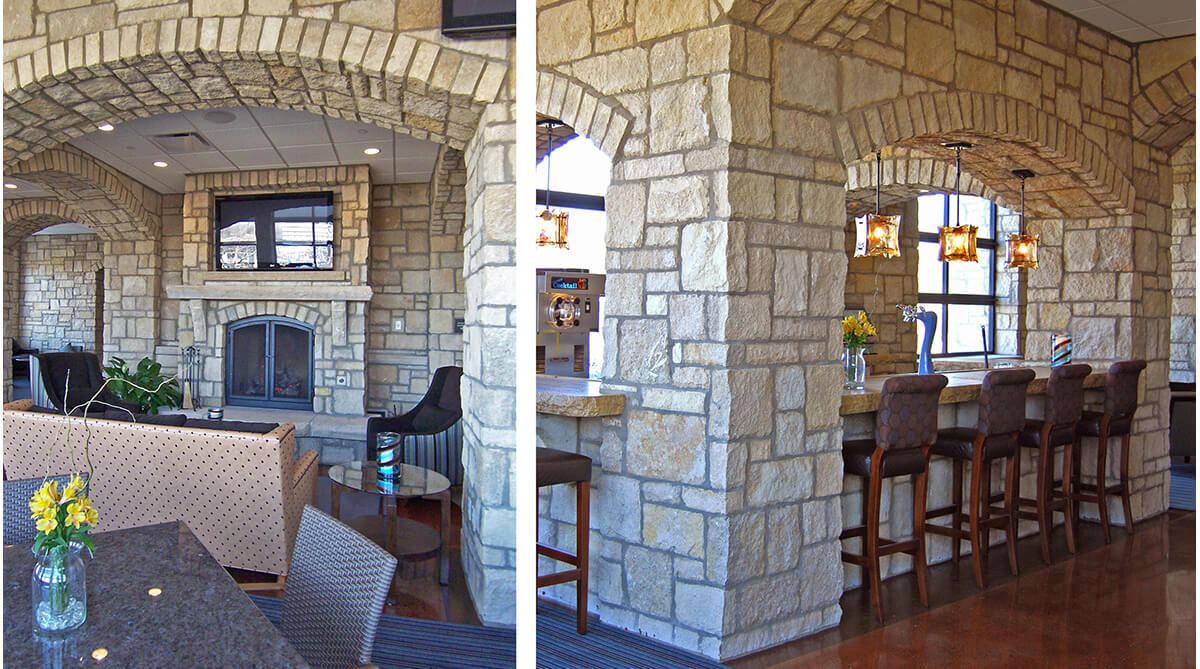 Sitting area and bar of the Oread Hotel, designed by NSPJ Architects