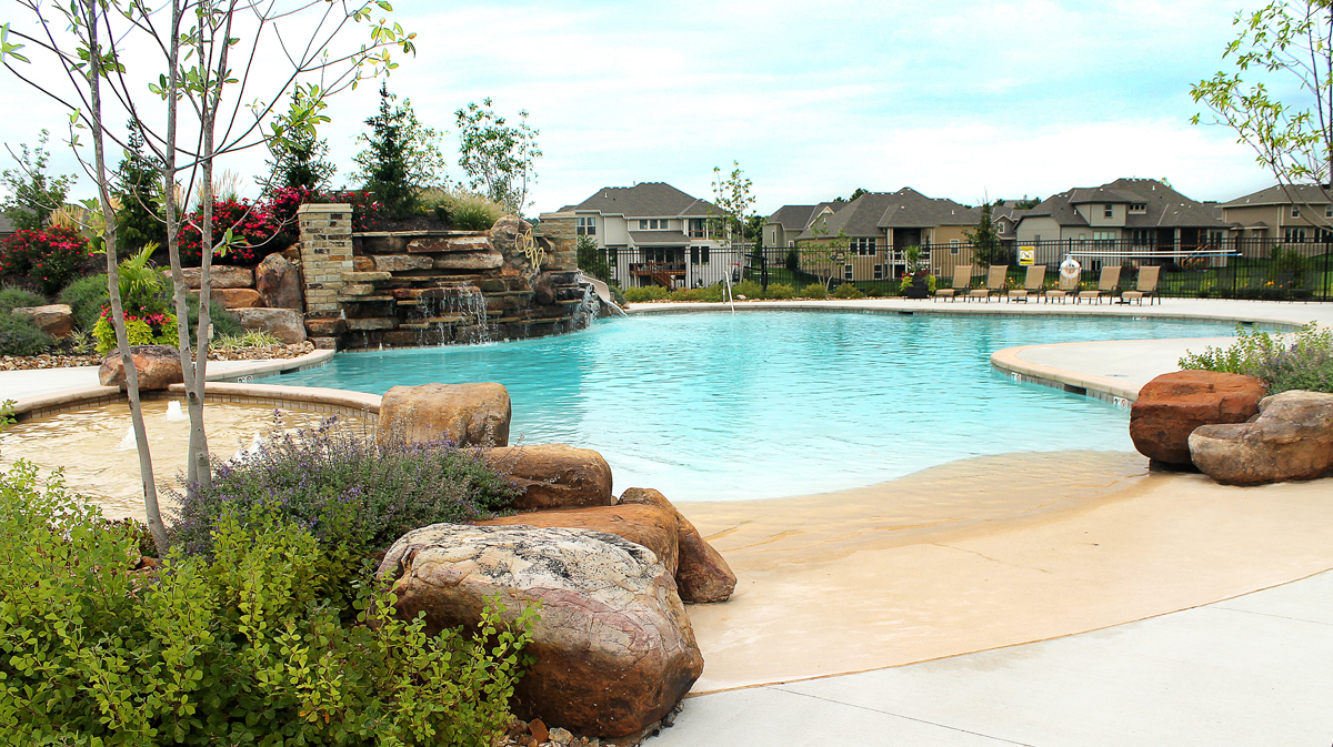 Pool and Lounge Area at Summerwood in Overland Park, Kansas Designed by NSPJ Architects