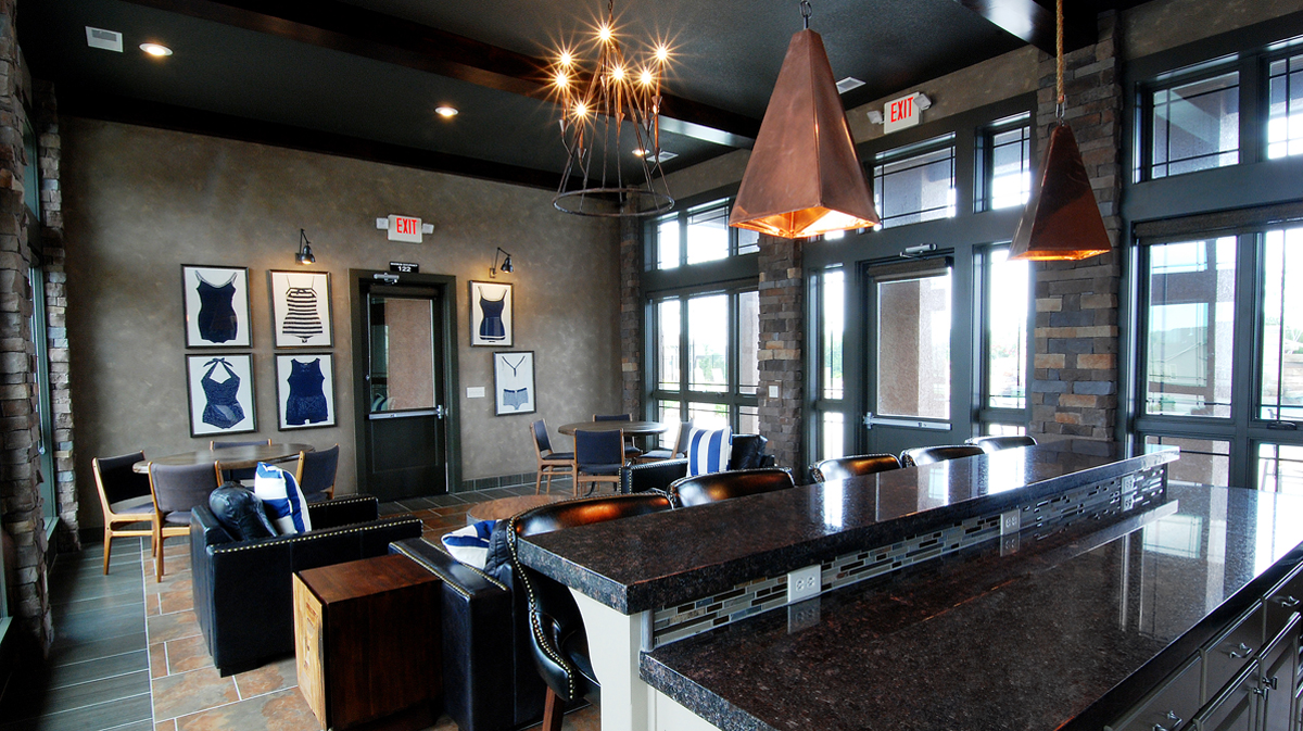 Clubhouse Interior at Summerwood in Overland Park, Kansas Designed by NSPJ Architects