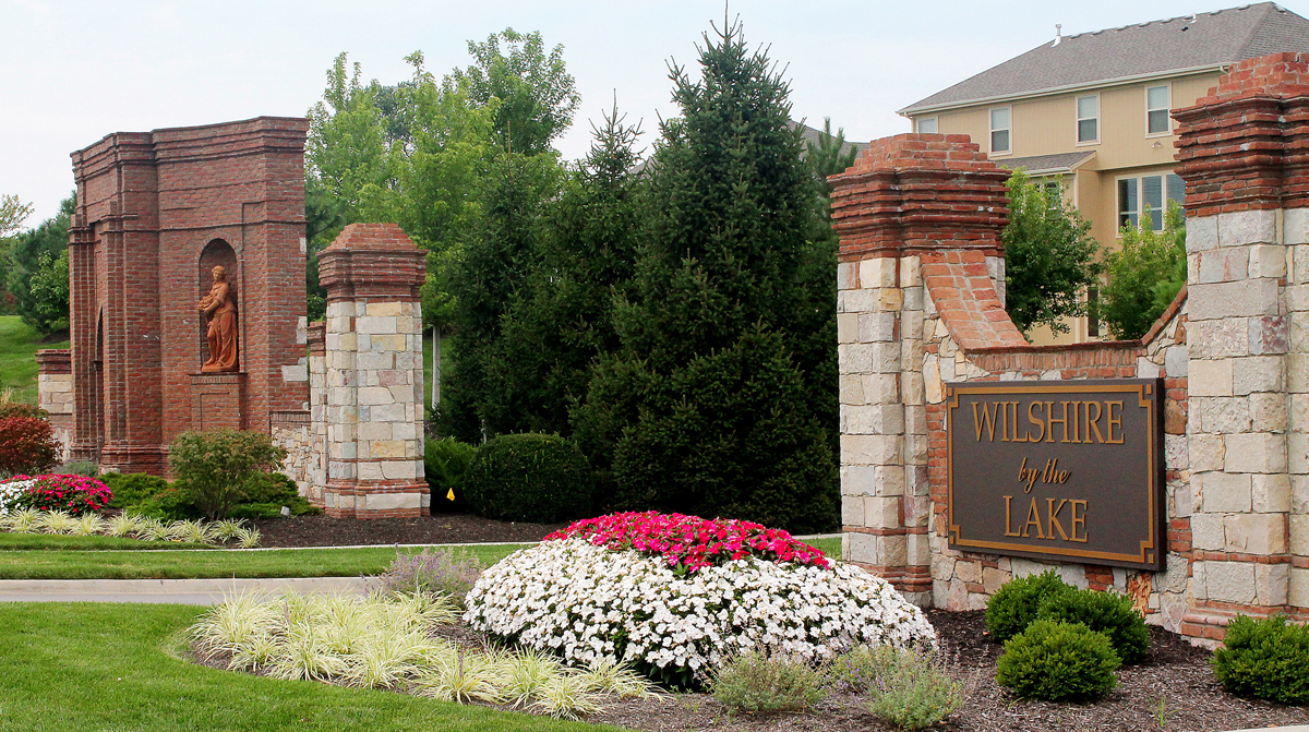 Front Entry Monuments at Wilshire by the Lake in Overland Park, Kansas Designed by NSPJ Architects