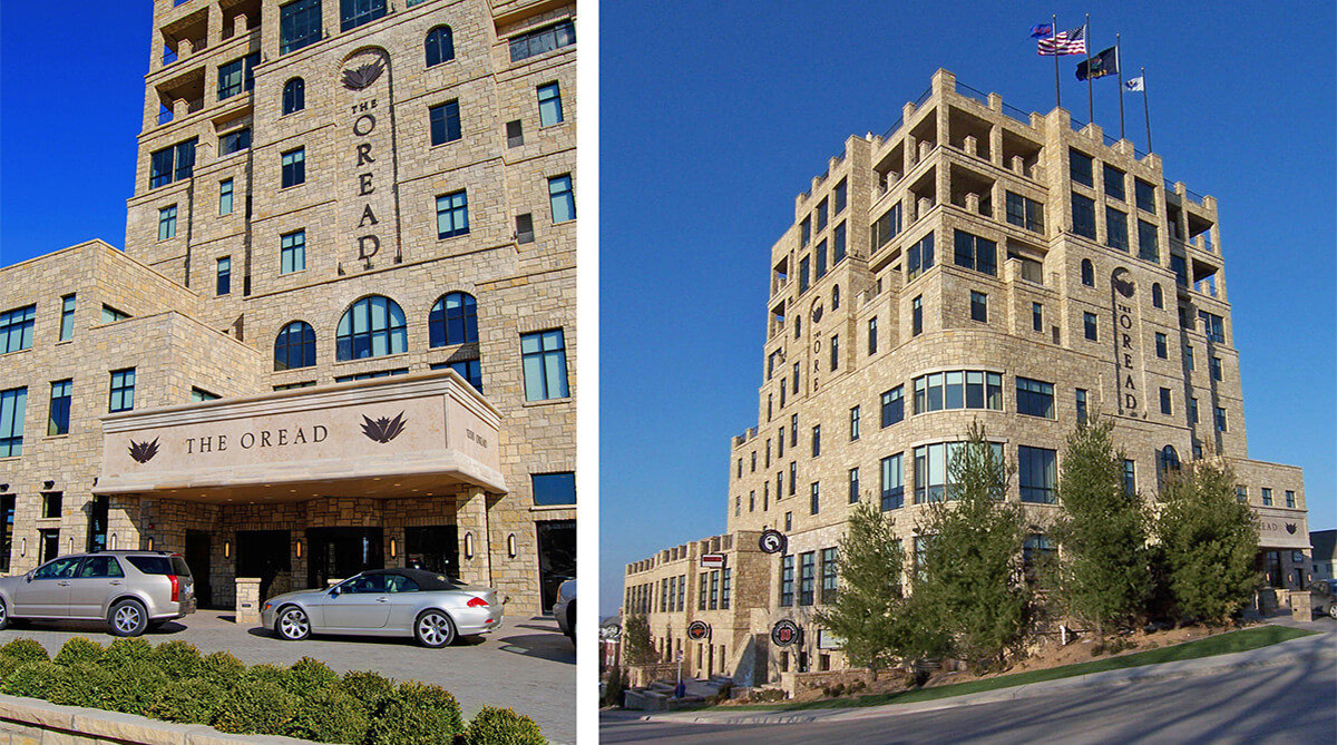 Diptych of the Oread Hotel, designed by NSPJ Architects