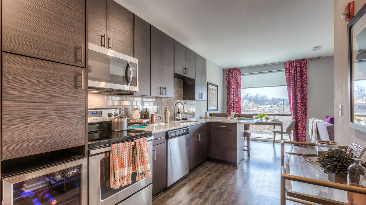 Alternate view of unit kitchen at Royale at CityPlace, designed by NSPJ Architects