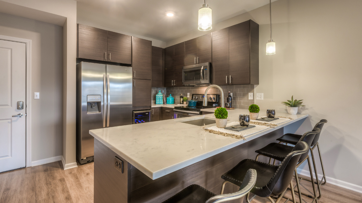 Unit kitchen at Royale at CityPlace, designed by NSPJ Architects