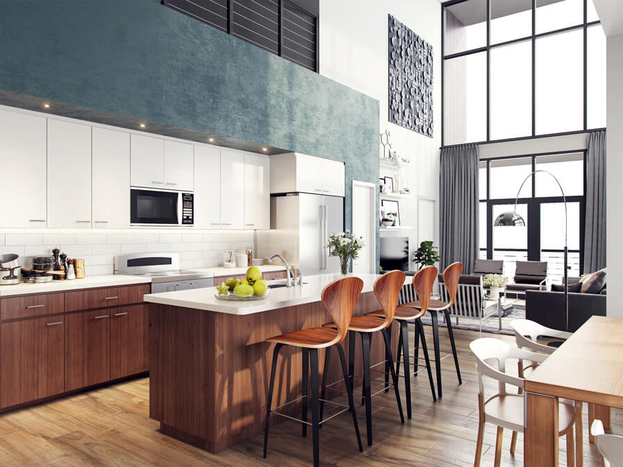 NSPJ Architects 531 Grand Interior Kitchen Rendering