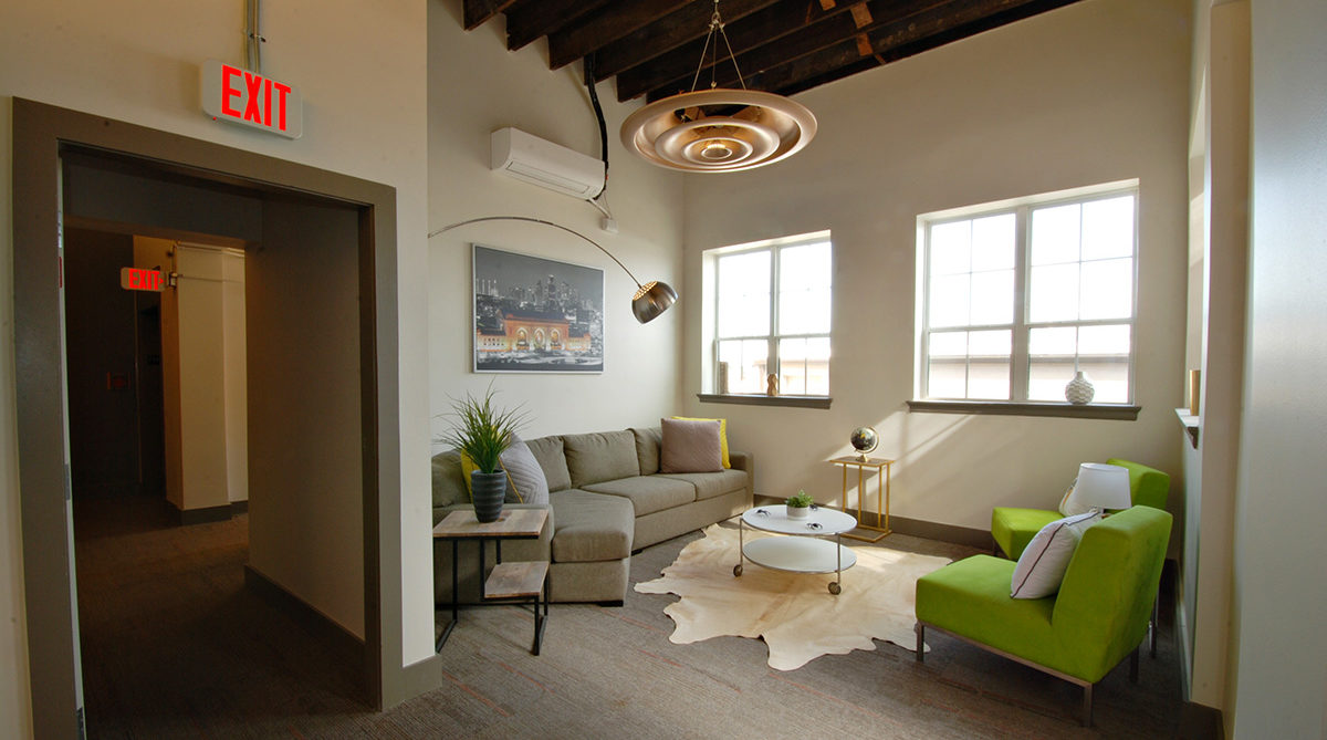 Common area in the Congress Lofts, designed by NSPJ Architects
