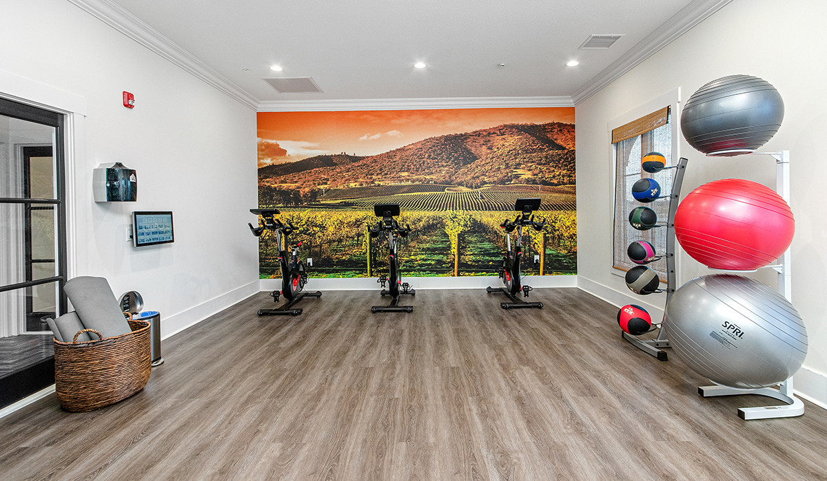 Workout Room at Sonoma Hill in Lenexa, Kansas designed by NSPJ Architects