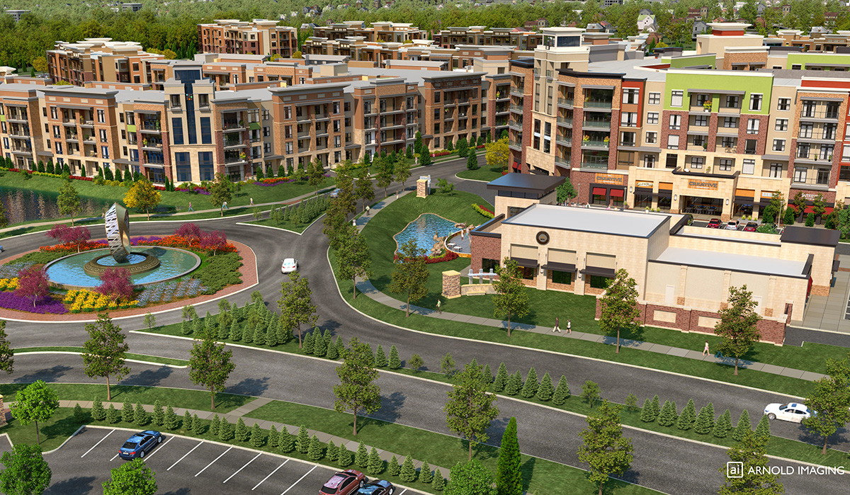 CityPlace Master Plan in Overland Park, Kansas designed by NSPJ Architects and Landscape Architects