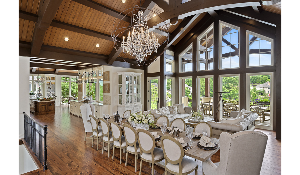 Formal Dining Area at the Lake of the Ozarks Luxurious Home designed by NSPJ Architects