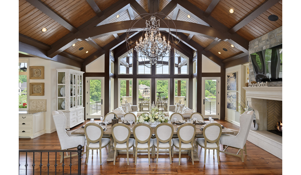 Formal Dining Area at the Lake of the Ozarks Luxurious Home designed by NSPJ Architects
