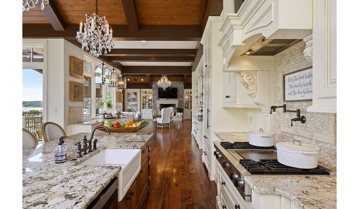 Kitchen at the Lake of the Ozarks Luxurious Home designed by NSPJ Architects