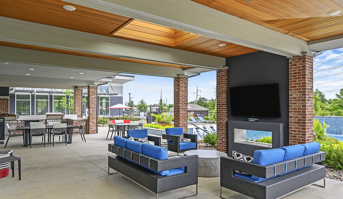 Outdoor Area at Summit Square Apartments in Lee's Summit, Missouri designed by NSPJ Architects