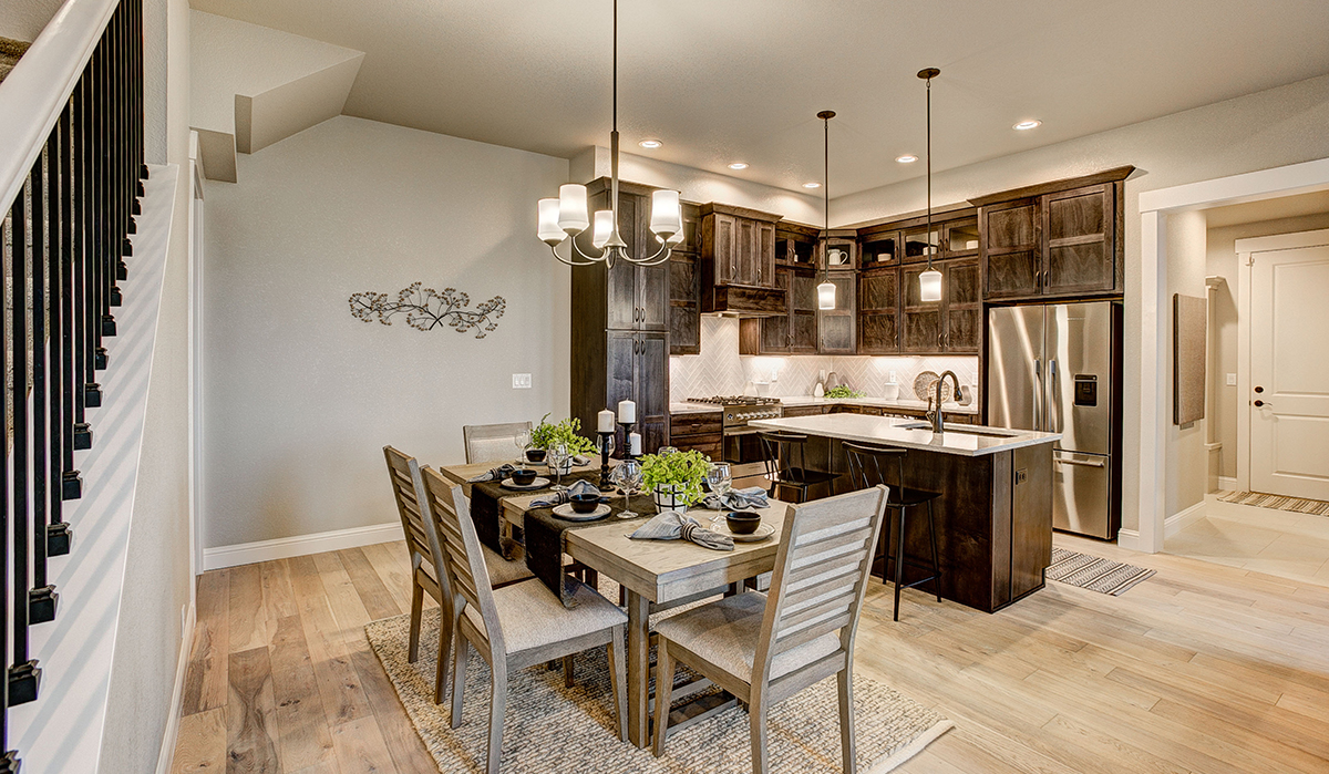 Kitchen at Herron Lakes Townhomes in Fort Collins, Colorado designed by NSPJ Architects