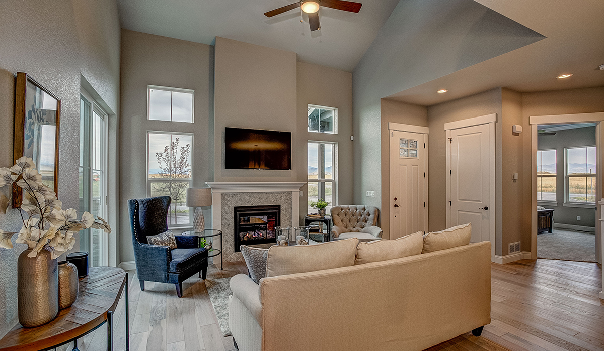 Living Room at Herron Lakes Townhomes in Fort Collins, Colorado designed by NSPJ Architects