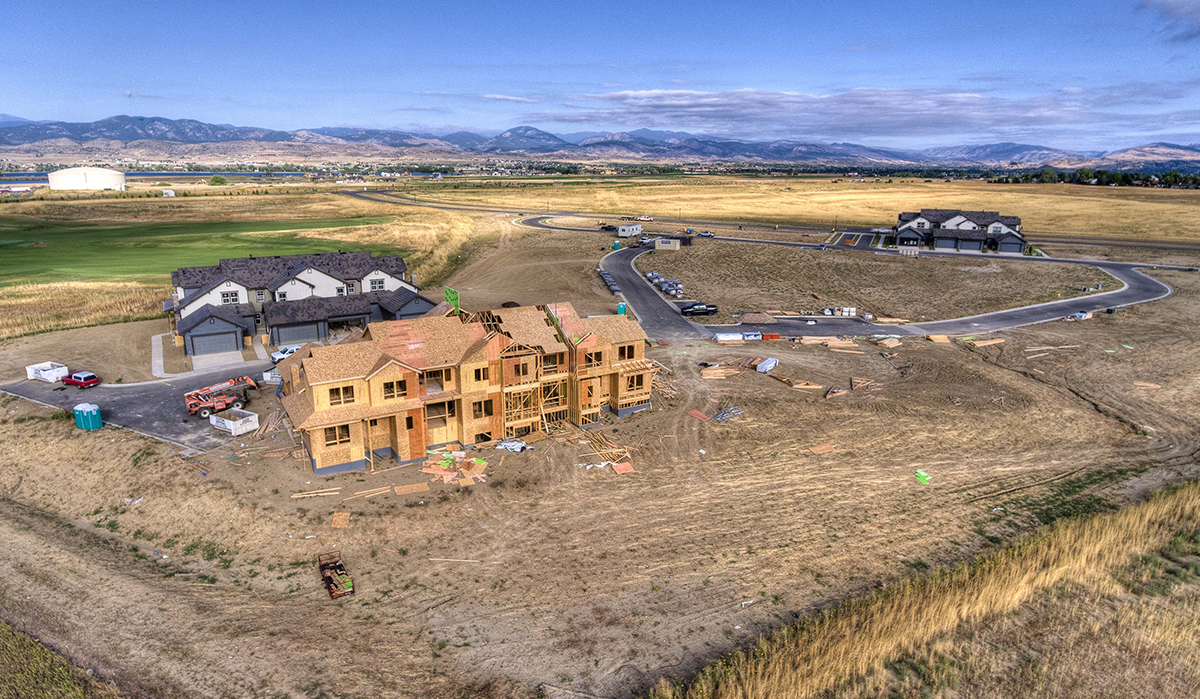 Drone Photo of Herron Lakes Townhomes in Fort Collins, Colorado designed by NSPJ Architects