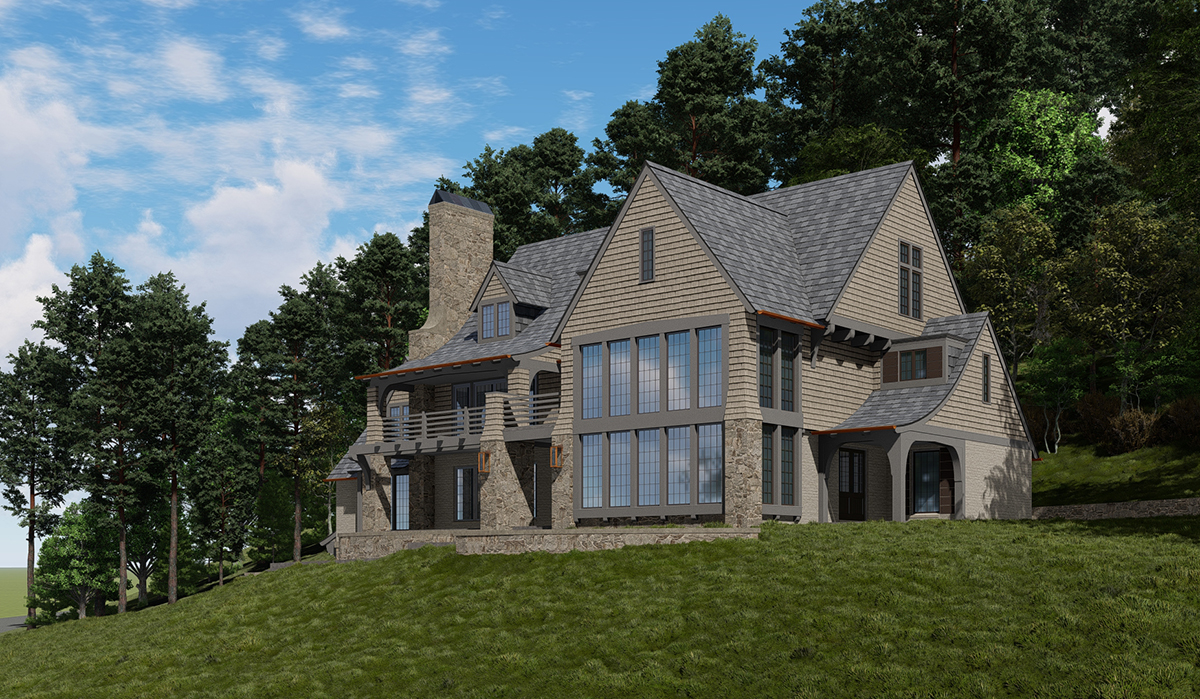 Exterior rendering of a Forest Hills Tennessee proposed home remodel by NSPJ Architects Kiley Darden