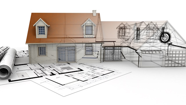 home design blueprints with exterior rendering